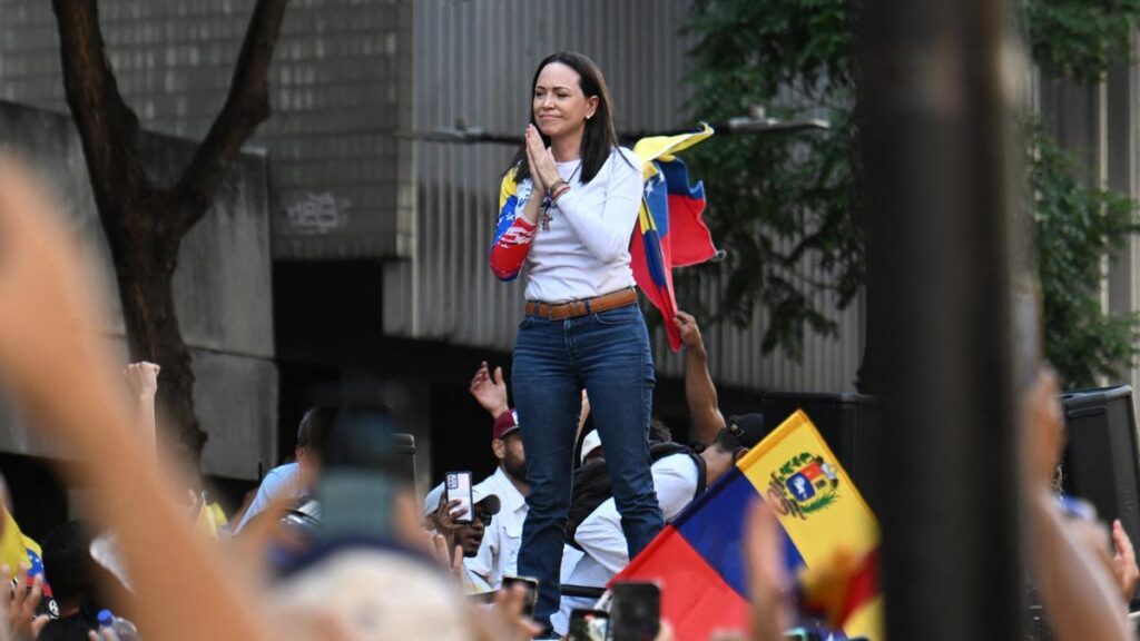 María Corina Machado, detenida tras reaparecer en una protesta antichavista de Caracas