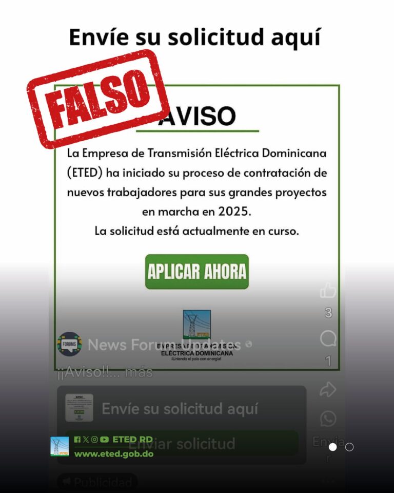 ETED  informa son falsos  los anuncios de contratación de personal  que circulan en las redes
