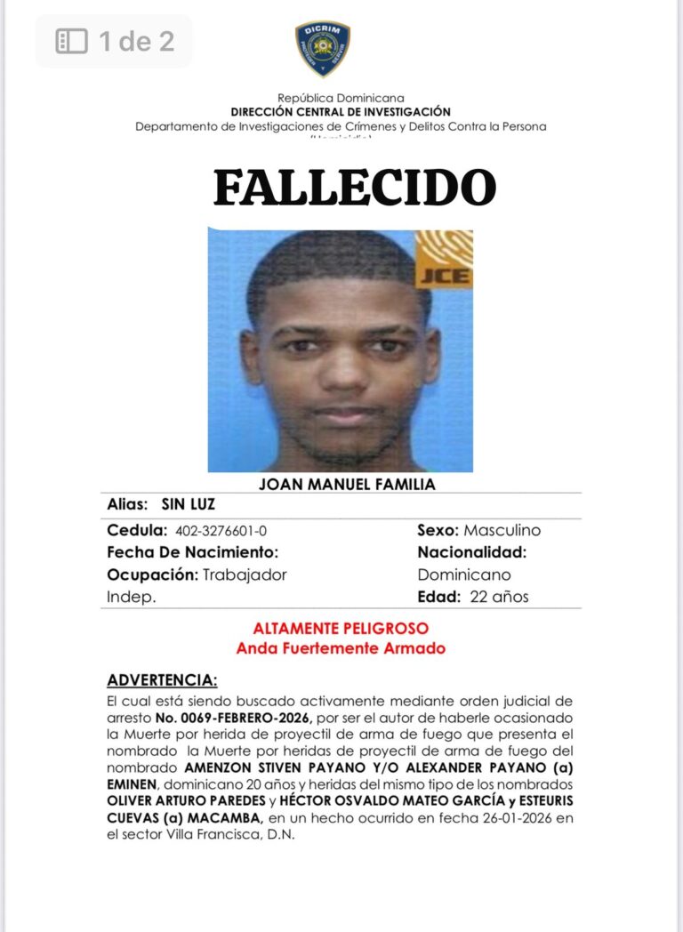 Cae abatido reconocido delincuente “Sin Luz”, buscado por homicidio y otros hechos violentos en el DN